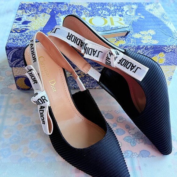 Dior J'adior Black Noir Shoes Slingback High Heel - Picture 1 of 8